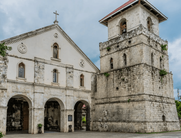 A photo of the facade of the centuries old historic Baclayon Church