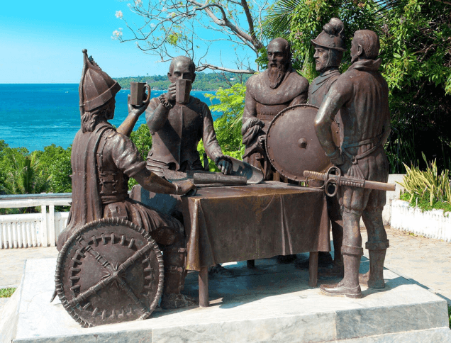 A photo of the historic Sandugo or Blood Compact Shrine in Bohol