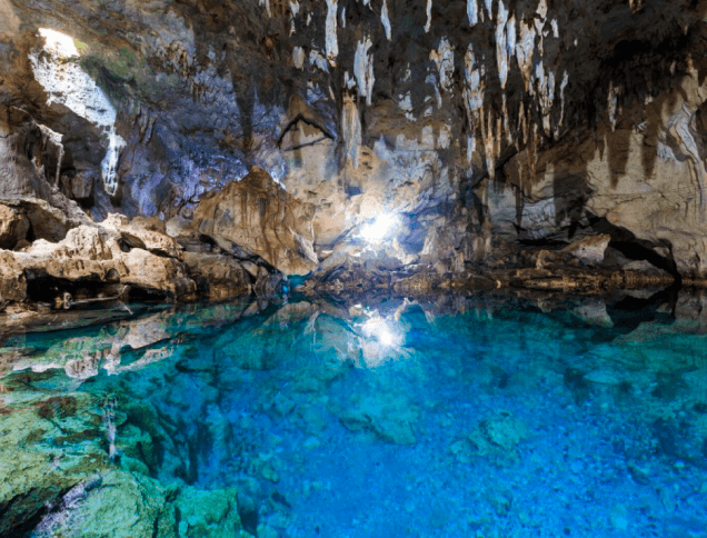 A Photo of underground Hinagdanan Cave and it's hidden pool